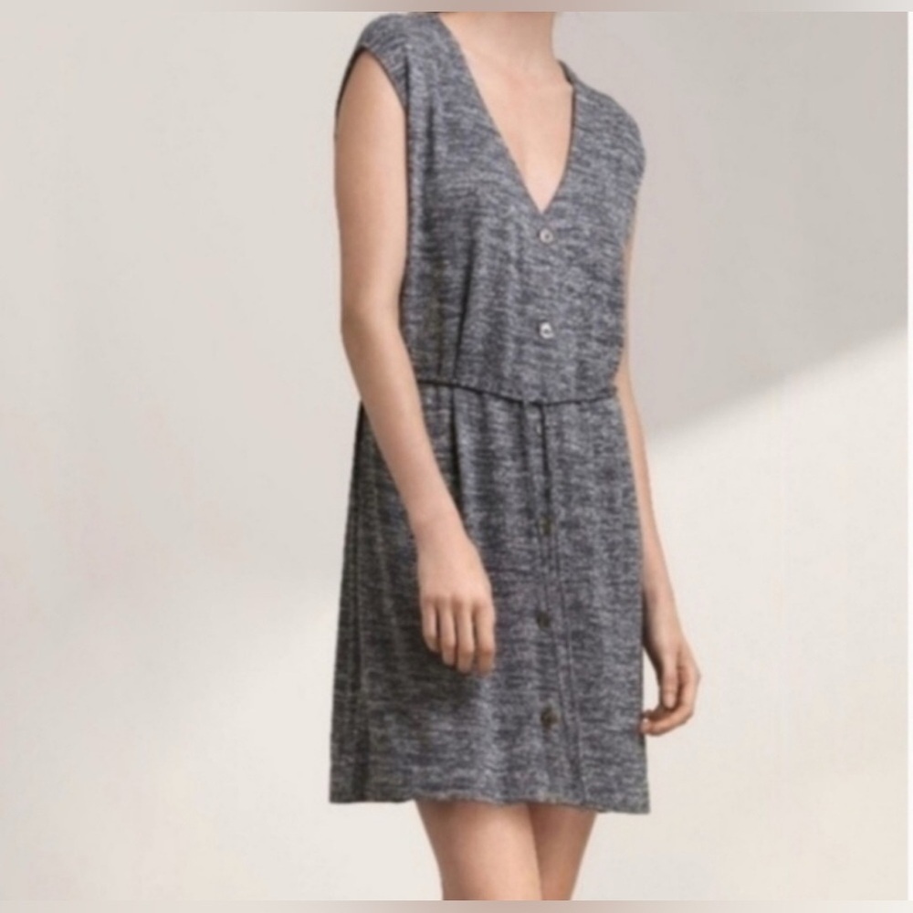Wilfred Free Charcoal V-Neck Mini Dress XXS missing belt | As Is